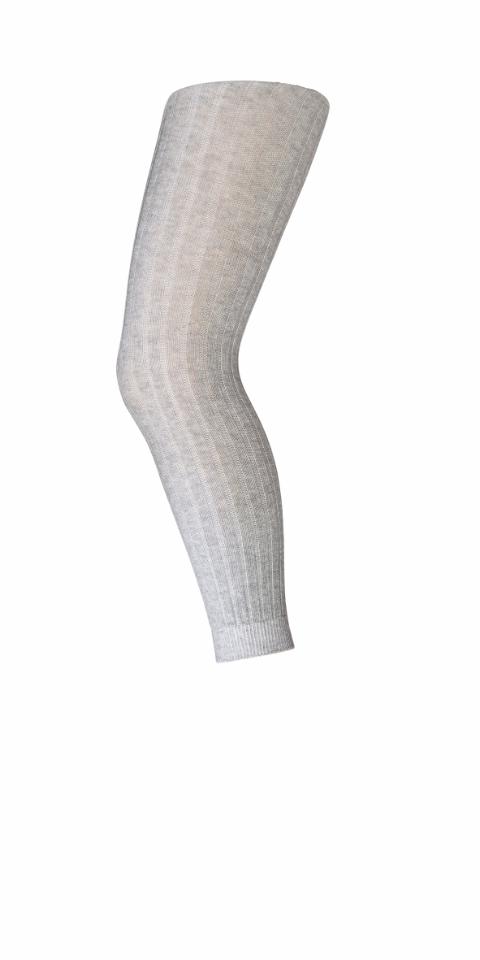 Cotton rib leggings - Grey Melange -   80