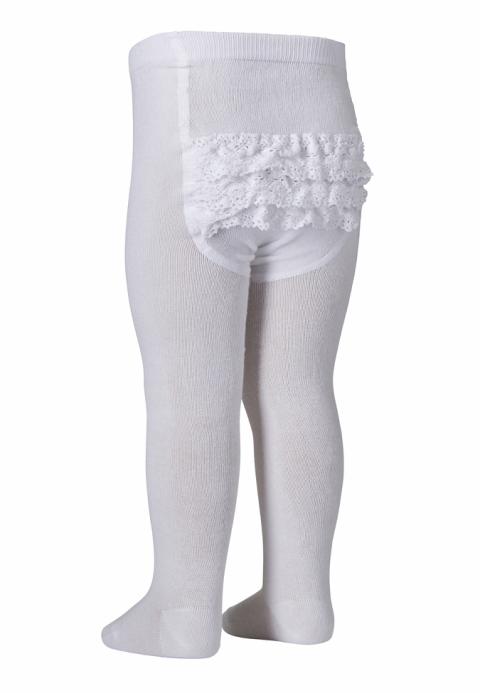 Cotton tights - lace - White -   60