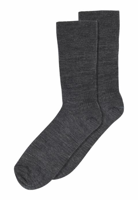 Fine wool rib socks - Dark Grey Melange -37/39