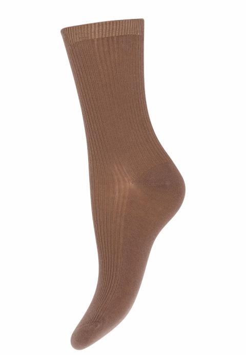 Fine cotton rib socks - Brown Sienna -37/39