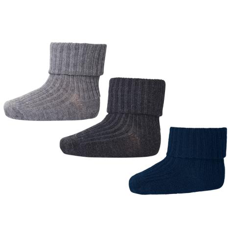 Wool rib baby socks - 3-pack