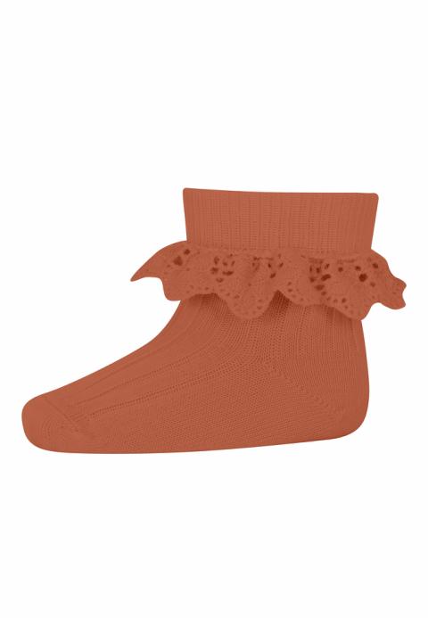 Lea socks with lace - Copper Brown -17/18