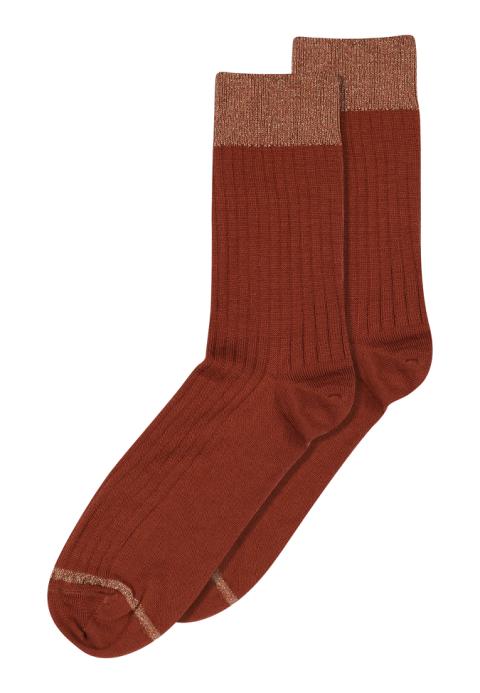 Erina wool rib socks - Rustic Clay -37/39