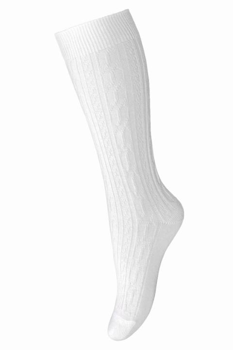 Twisted pattern knee socks - White -22/24