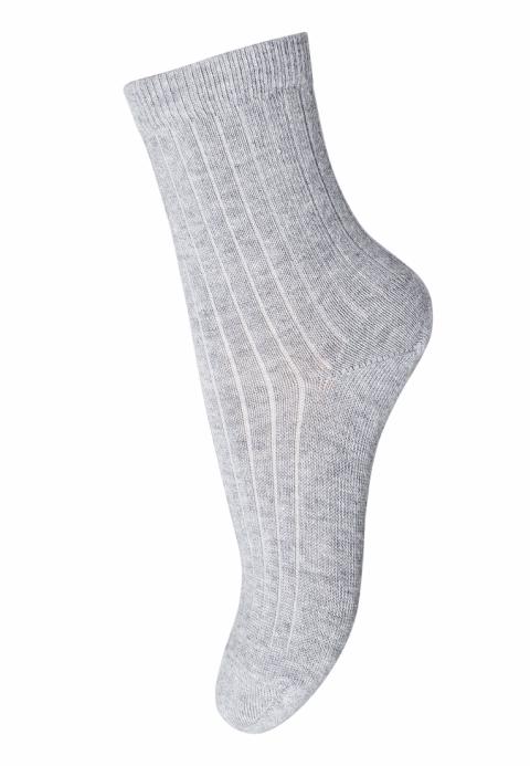 Cotton rib socks - Grey Melange -22/24