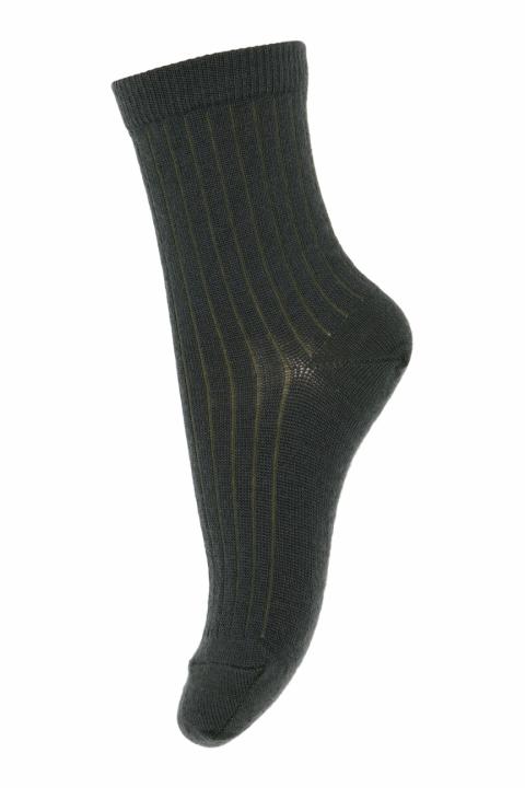 Wool rib socks - Dusty Ivy -19/21