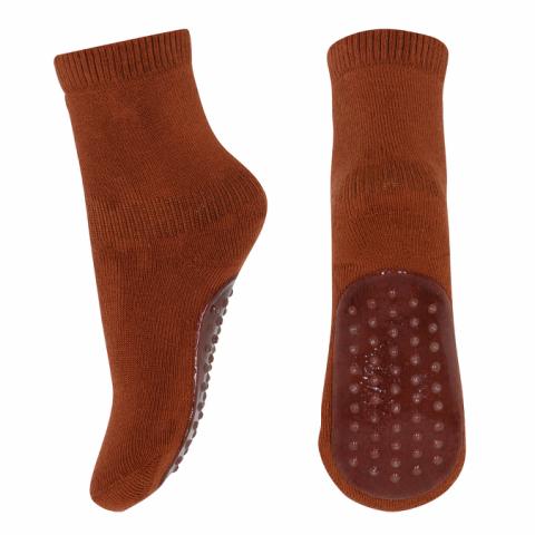 Cotton socks with anti-slip - Root Beer -19/21