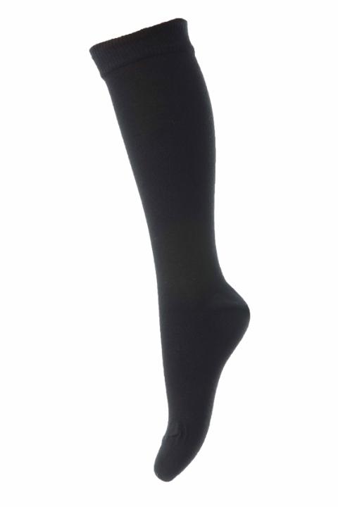 Plain wool/cotton knee socks - Dark Grey Melange -19/21