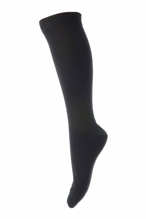 Plain wool/cotton knee socks - Black -19/21