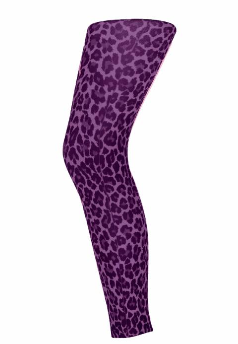 Leopard footless - 150 denier - Ultra Violet -   OS