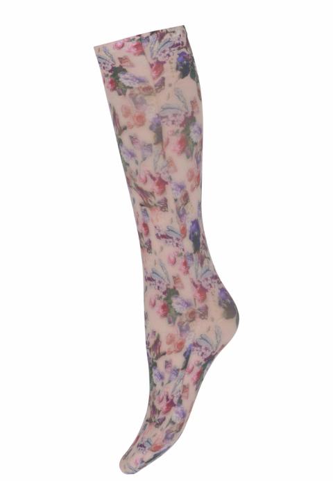 Floral knee socks - 50 denier - Nude -   OS