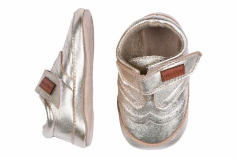 Leather Shoe - Velcro - Gold -16/19