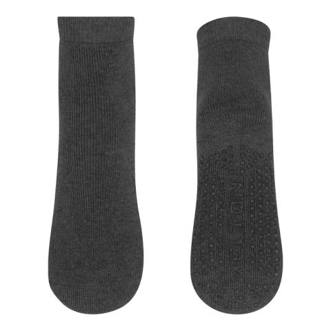Cotton socks - anti-slip - Dark Grey Mel. -17/19