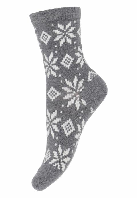 Snowflakes socks - Light Grey Mel. -15/16