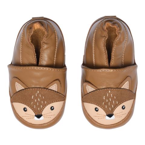 Leather slippers with squirrel - Cognac -16/19