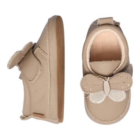 Butterfly leather slippers - Natural -20/21
